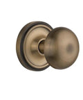 Classic Rosette With New York Round Door Knob Set For Vintage And Traditional Doors, antique brass finish