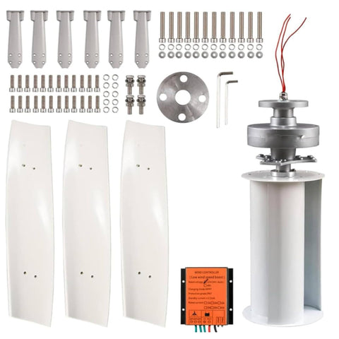 Vertical Wind Turbine 3000W/8000W Home Power System With Controller And Grid Inverter components layout