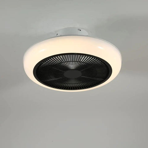Super Cool 18 Inch Enclosed Ceiling Fan With Remote, 6 Speeds, 3 Color Temperatures, Dimmable LED Light, Low Profile Flush Mount, Reversible Motor, Black
