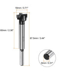 Premium 18mm Forstner Drill Bit With Tungsten Carbide Tip And 8mm Shank For Accurate Hinge Hole Drilling In Woodworking