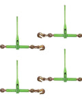 4 Pack 5/16 To 3/8 Inch Heavy Duty Hi Vis Green Ratchet Tie Down With Grab Hook And Slip Clip 5400 Lb Working Load Limit cargo binders