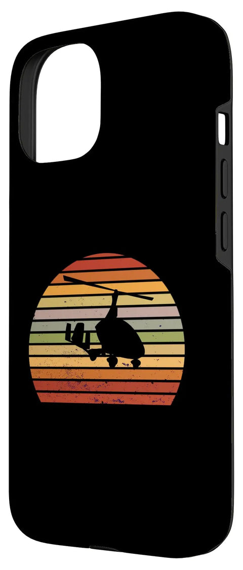 Vintage Gyrocopter iPhone 15 Case Retro Gyroplane Autogyro Aviation Artwork Protective Cover For Aviation Fans Durable Gear Shield Built For Flight Deck Enthusiasts