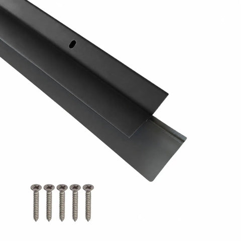 Bulletproof Door Bottom Sweep With Rain Drip Cap delivering tough exterior weather stripping in black aluminum, including gray vinyl insert and screws.