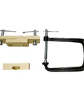 Easy Use Acoustic Guitar Bridge Install Clamp Kit For Folk Guitars, Glue And Seam Repair Tool, showing metal clamp and accessories.