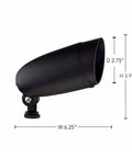 One Light Halogen Landscape Floodlight In Dark Bronze Finish, 6.25 Inch Dope Outdoor Lighting Fixture For Yard And Garden, dimensions shown