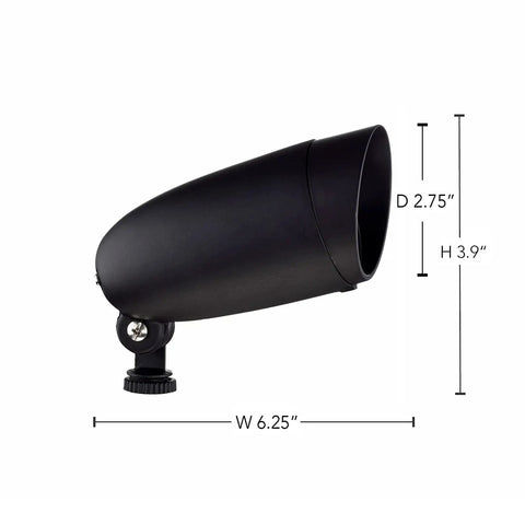 One Light Halogen Landscape Floodlight In Dark Bronze Finish, 6.25 Inch Dope Outdoor Lighting Fixture For Yard And Garden, dimensions shown