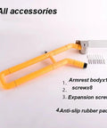 Slick Flip Up U Shaped Stair Handrail Wall Mount Railing For Steps With A Beefy Folding Grab Bar and Armrest accessories display.