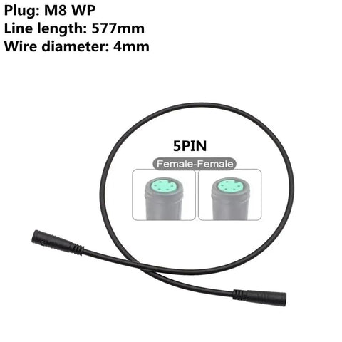 Ebike 5 Pin Female To Female Connector Cable For Bafang Display 22 Point 7 Inch Waterproof Extension Wire Quick Plug In Install Electric Bike Instrument Cable Compatible With 5 Pin Displays And Most Ebikes