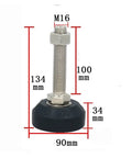 Heavy Duty Adjustable Leveling Feet Set Of 8 With Rotating Bases To Keep Workbenches Dead Center While Handling Rough Tasks No Sweat And Protecting Your Shop Floors, showing dimensions.