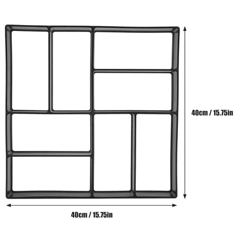 Reusable Concrete Molds For Walkways And Patios DIY Path Maker Paver Molds, 40x40 cm, black PP resin, front view