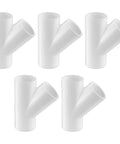 Five Pack 1 Inch PVC Wye Fittings For Plumbing Durable PVC Pipe Y Fitting Set UV And Impact Resistant For Indoor Outdoor Use Sch 40 ASTM D2466