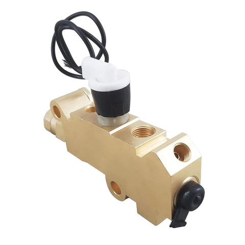 PV2 brass brake proportioning valve with white knob and black lever, multiple ports for GM classic cars.