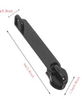 Black metal zipper pull from 6 Piece Metal Zipper Pull Replacement Kit For Luggage And Travel Gear, side view, dimensions shown