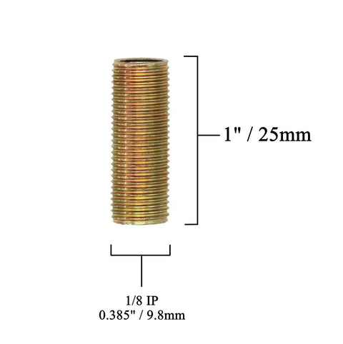 Metal pipe nipple 1 inch size from DIY Lamp Repair Hardware Kit 28 Piece Pack With Pipe Nipples, Washers, and Lock Nuts