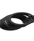Awesome 10-Pack 65Mn Steel External Retaining Rings for 82 to 95 mm C-Style Snap Ring Fasteners in a stack, black finish.