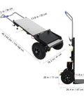 Heavy Duty 1200W Electric Stair Climbing Dolly With Folding Design Handles Ultra Heavy Appliances And Furniture Up To 900 Lbs Easily, showing measurements and design features.