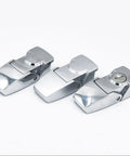 Rock Solid Heavy Duty Industrial Over Center Draw Latch With Keyhole Cabinet Lock And Bulletproof Paddle Catch For Tool Boxes And Equipment Cases For Shop Use, three chrome latches.