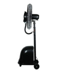 Keep It Chill With This Tall Misting Fan Packin Three Durable Speeds, Whisper Quieter Motor, And Full Room Oscillation, side view of black misting fan.