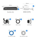 16 Channel 5MP PoE Home Security System With 8 Outdoor Wired Cameras, 16CH NVR, and accessories including cables and adapters