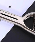 Heavy Duty Portable Single Hole Punch Tool with Deep 53mm Feed Slot punching paper, handheld circle slot puncher in silver metal.