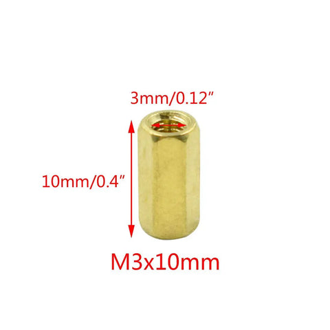 Brass Hex Standoff Spacers M3x10mm Female Thread 10mm Length Hexagonal Pillar Nuts For DIY Electronics Mounts Durable