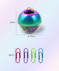 Colorful Paper Clips Holder And Dispenser Set With Holographic Rainbow Clips, 100 Pieces, 28mm medium paperclips, product dimensions