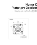 Nema17 Hps42 Planetary Gearbox Speed Reducer For Stepper Motors square housing design with output measurements and ratio options.