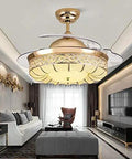 42 Inch Crown Style Ceiling Fan With Light And Remote Control Gorgeous Gold Finish Showstopper Design For Living Room Kitchen Easy Install And Whisper Quiet Motor Adds Instant Vibe To Any Room.