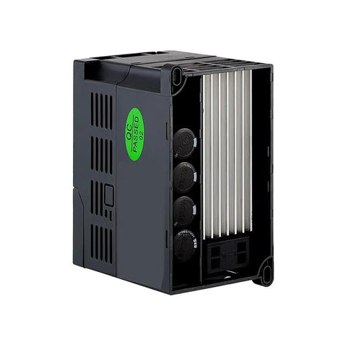 Side view of 1 HP 220V VFD Single Phase To Three Phase Drive For 3 Phase Motors, showing cooling fins and compact design.