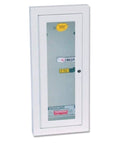 Semi-Recessed 5-Pound Fire Extinguisher Cabinet With Lock, Heavy Gauge Steel Construction, Tempered Safety Glass, Model 468046