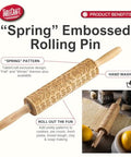 Beech Wood Rolling Pin With Floral Embossed Spring Pattern For Cookies, Pastries And Fondant displayed with lemons and eggs