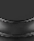 Close-up of 14-Inch Duncan Flush Mount Ceiling Light In Matte Black With Matte White Shade For Modern Living Room.