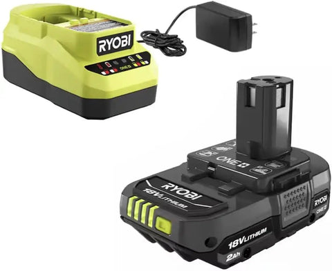 Cordless Tire Inflator Kit With 18V 2 Ah Battery And Charger, digital gauge, auto shutoff, and 24-inch hose, built-in storage