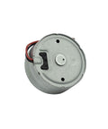 Top view of Two Pack 2V DC Mini Motors, 3500 RPM, Solar Ready Rotary Drive For DIY Projects, silver casing, wires attached.