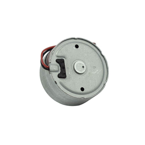 Top view of Two Pack 2V DC Mini Motors, 3500 RPM, Solar Ready Rotary Drive For DIY Projects, silver casing, wires attached.