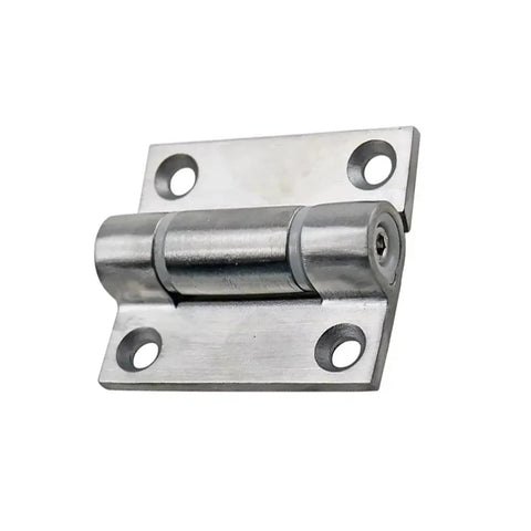 Stainless steel electrical cabinet door hinge with mounting plate and 4 screw holes, adjustable torque