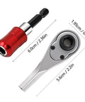 Grab And Go Portable Quarter Inch Hex End Mini Ratchet Wrench Set with Quick Release Magnetic Bit Driver EDC, silver and red tool.