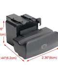 Solid Electric Parking Brake Actuator Switch For Peugeot 3008 2009 To 2016 with measurements, black plastic material.
