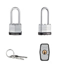 Six Pack Keyed Alike Laminated Steel Padlocks With Key Long Shackle 40mm Wide Body And 50mm Hardened Steel Shackle Weather Resistant