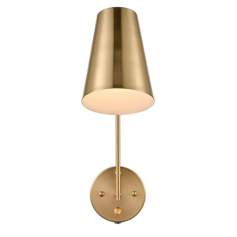 Dope Modern Gold Wall Sconce Set Of 2 With 2 In 1 Plug In Or Hardwired Design, Includes 5.9 ft White Cord, gold metal body and cone shade