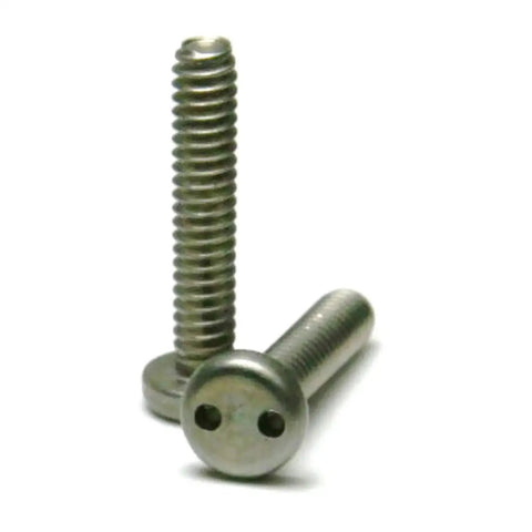 Heavy Duty 18 8 Stainless Steel Snake Eye Drive Tamper Proof Pan Head Machine Screws 8 32 X 1 1 4 Inches Pack Of Twenty Five on white background.