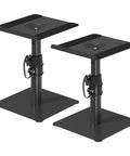 Two Pack Free Standing Universal Desk Speaker Stands That Are Rock Solid With 9.6 By 8.8 Inch Trays Height Adjustable Pole And Tilt