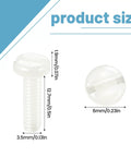 Close-up of 50 Pack White 632 X 1 2 Slotted Switch Plate Screws showing size details with measurement indicators.