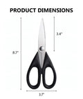 Heavy Duty Kitchen Shears 8.7 Inch Multi Use Scissors, Rust Resistant Stainless Steel, Dishwasher Safe, Ergonomic Soft Grip Handles, Great For Vegetables, Meat, Herbs, Packaging And Everyday Home Kitchen Tasks. product dimensions view, 8.7 in