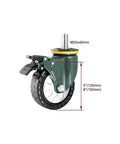 Set Of Four Industrial Swivel Casters With Secure Locking Brake And Straight Up Tough Pu Wheels Plus M20 Threaded Stem for 5 inch wheel.