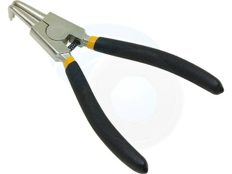 Top Shelf Heavy Duty External Retaining Ring C Clip Removal Pliers Featuring Angled Bent Tips For Tight Spots And Confined Workspaces Crafted From Heat Treated Carbon Steel For Hella Tough Grip And Long Haul Reliability