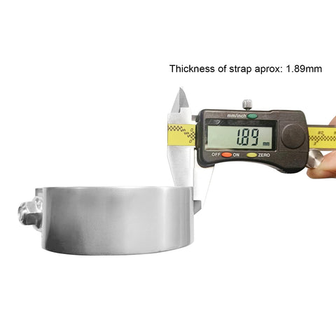 4 Inch Exhaust Clamp Narrow Band 304 Stainless Steel Slip Fit Pipe Connector Kit showing thickness 1.89mm