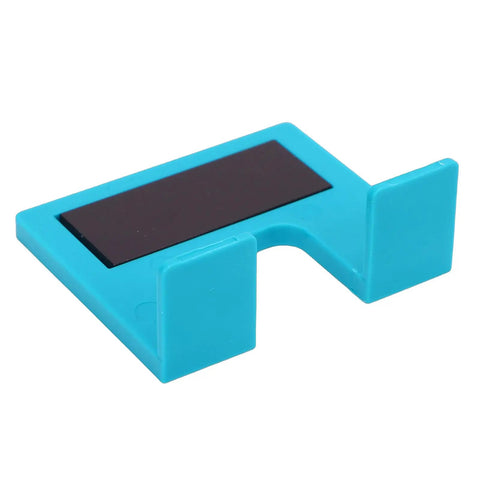 Front view of a blue hinge plate from 2 Piece Cabinet Door Hinge Jig Set For Precise Mounting And Fast Door Installation Magnetic Hinge Plate