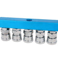 Five Way Half Inch Air Manifold Block Splitter for Pneumatic Systems Inline Hose Fittings Iron Construction Multi Outlet Distributor