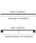 Dimensions diagram of Matte Black 12.6 Inch Kitchen Cabinet Handles 10 Pack Cabinet Pulls For Cupboard And Drawer Doors.